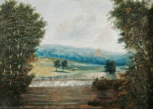 Costessey Weir, Norfolk, With View Of Costessey Hall — William Philip Barnes Freeman