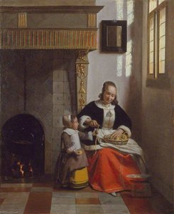 A Woman Peeling Apples — Pieter De Hooch