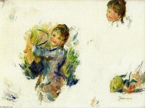 Estudio Para Dos Niñas Jugando Con Una Shuttlecock — Pierre-auguste Renoir