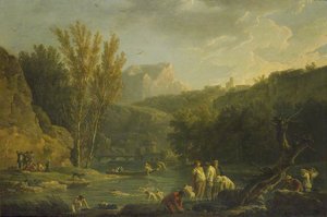 Peisaj Fluvial Cu Bătați — Claude-joseph Vernet
