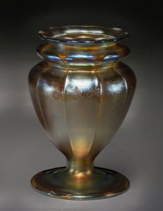 Ribbed Gold Favrile Urn
