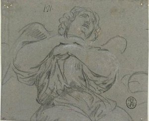 Angel Seen From Below, Sitting With Arms Crossed — Pietro Da Cortona
