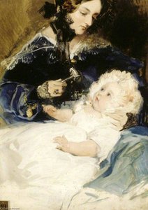 Lady Louisa Jane Russellová, Duchess Of Abercornová S Její Dcerou Lady Harriet Georgiánou Louisou Hamiltonovou — Edwin Landseer