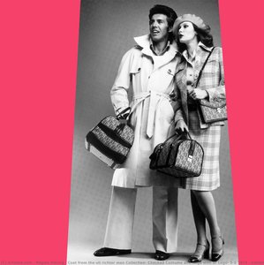 Coat From The Uli Richter Men Collection, Checked Costume And Bags With Ur Logo, S/s 1974 - Exhibition Graphic — Regina Relang