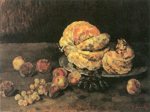 Pumpkin, Peaches And Grapes — Carl Eduard Schuch