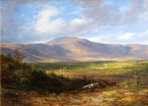 Moorland Landscape With Sportsman And Setter — James Giles