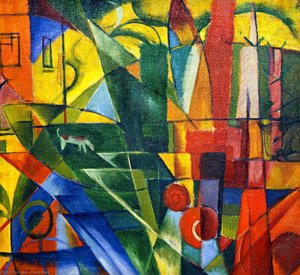 Paesaggio Con Casa E Due Mucche (anche Noto Come Paesaggio Con Casa, Cane E Bovini) — Franz Marc