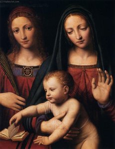 Madonna And Child With Sts Catherine And Barbara (detail) — Bernardino Luini