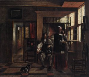 Interior With A Young Couple — Pieter De Hooch