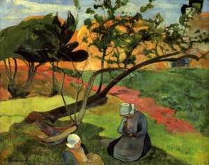 Little Girls (landscape With Two Breton Girls) — Eugène Henri Paul Gauguin