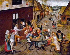 Peasants Making Merry Outside A Tavern 'the Swan' — Pieter Bruegel The Younger