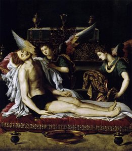 The Body Of Christ With Two Angels — Alessandro Allori