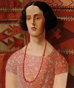 Gwen Harter In A Red Bead Necklace — Gilbert Spencer