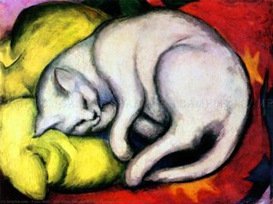 The White Cat (also Known As Tom Cat On Yellow Pillow) — Franz Marc