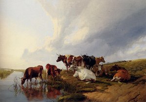 Evening In The Meadows — Thomas Sidney Cooper