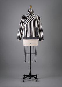 Issey Miyake, Black And White Striped Cotton Jacket — Issey Miyake