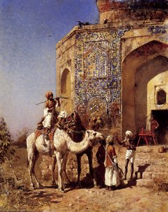 Old Blue-tiled Mosque, Outside Of Delhi, India — Edwin Lord Weeks