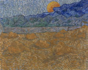 Peisaj Cu Spicuri De Grâu Și Lună Răsărită — Vincent Willem Van Gogh
