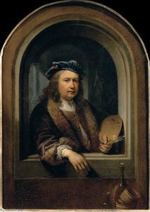 Self-portrait With A Palette, In A Niche — Gerrit Dou