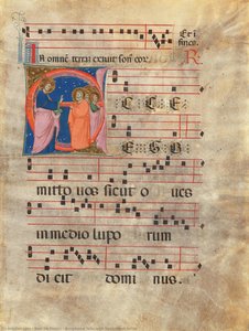 Antiphonal Folio With Historiated Initial — Neri Da Rimini