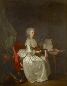 A Young Woman Playing The Guitar With A Songbird On Her Hand — Louis Léopold Boilly