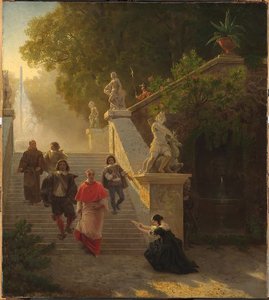 A Cardinal And His Entourage In A Park — Emanuel Gottlieb Leutze