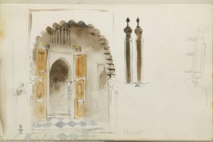 Folio 45, Entrance Of Arabic House — Eugène Delacroix