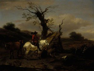 The Bird Trap Encampment With A Figure On A White Horse — Nicolaes Pietersz Berchem