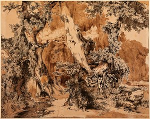 Weathered Tree Trunks In A Park (recto), C. 1834 — Carl Blechen