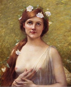 Young Woman With Morning Glories In Her Hair — Jules Joseph Lefebvre
