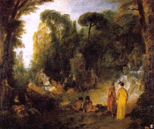 Das Zusammenkunft Am Brunnen Neptuns — Jean-antoine Watteau