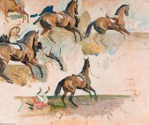 Pferdestudien (recto) — Sir Alfred James Munnings