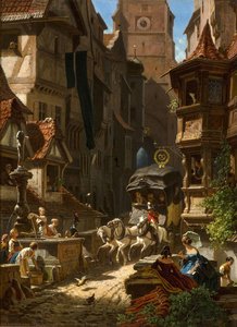 Arrival Of The Stagecoach — Carl Spitzweg