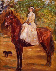 Dame Im Weissen Reitkleid Zu Pferde — Max Slevogt