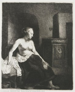 Woman Sitting Half Dressed Beside A Stove — Rembrandt Peale