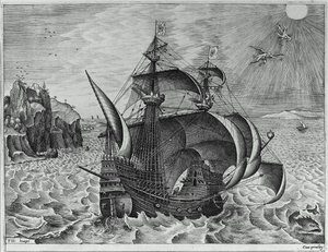 Armata Trimerante Con Dedalo Ed Icaro Nel Cielo — Pieter Bruegel Il Vecchio