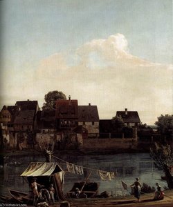 Dresden - Pirna Seen From The Harbour Town (detail) — Bernardo Bellotto