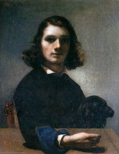 Autoritratto Con Un Cane Nero — Gustave Courbet