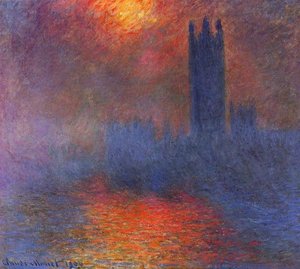 Casas Del Parlamento, Efecto De Luz En La Niebla — Claude Monet