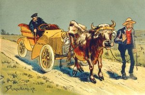Cow Pulling A Motor Car — Paul Gustave Doré