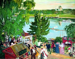 Promenade Along The Volga — Boris Mikhailovich Kustodiev