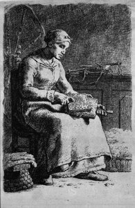 Donna Che Carda La Lana — Jean-françois Millet