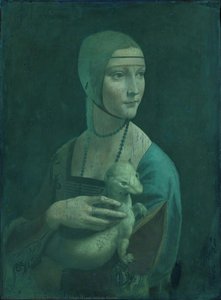 Immagine Uv Della Donna Con L'uccello Di Pennuto — Leonardo Da Vinci