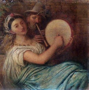 Woman With A Tambourine (irene With A Tambourine) — James Smetham