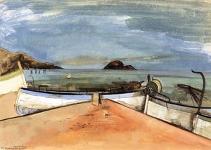 Fishing Boats With Island — Felix Nussbaum