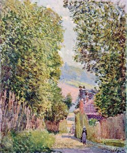 Street In Louveciennes, Sunlight — Alfred Sisley