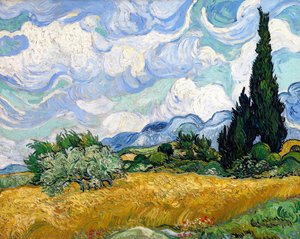 Champ De Blé Avec Cyprès Au Haude Galline Près D'eygalieres — Vincent Willem Van Gogh