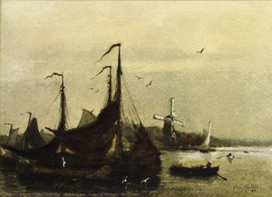 Dutch Scene (scene In Holland, Dordrecht) — Clara Montalba
