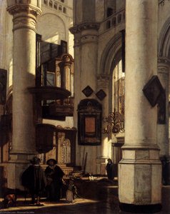 Intérieur D'une Église Gothique Protestante — Emanuel De Witte