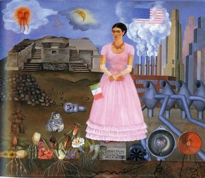 Autorretrato Sobre El Línea Fronteriza Entre México Y Estados Unidos — Frida Kahlo